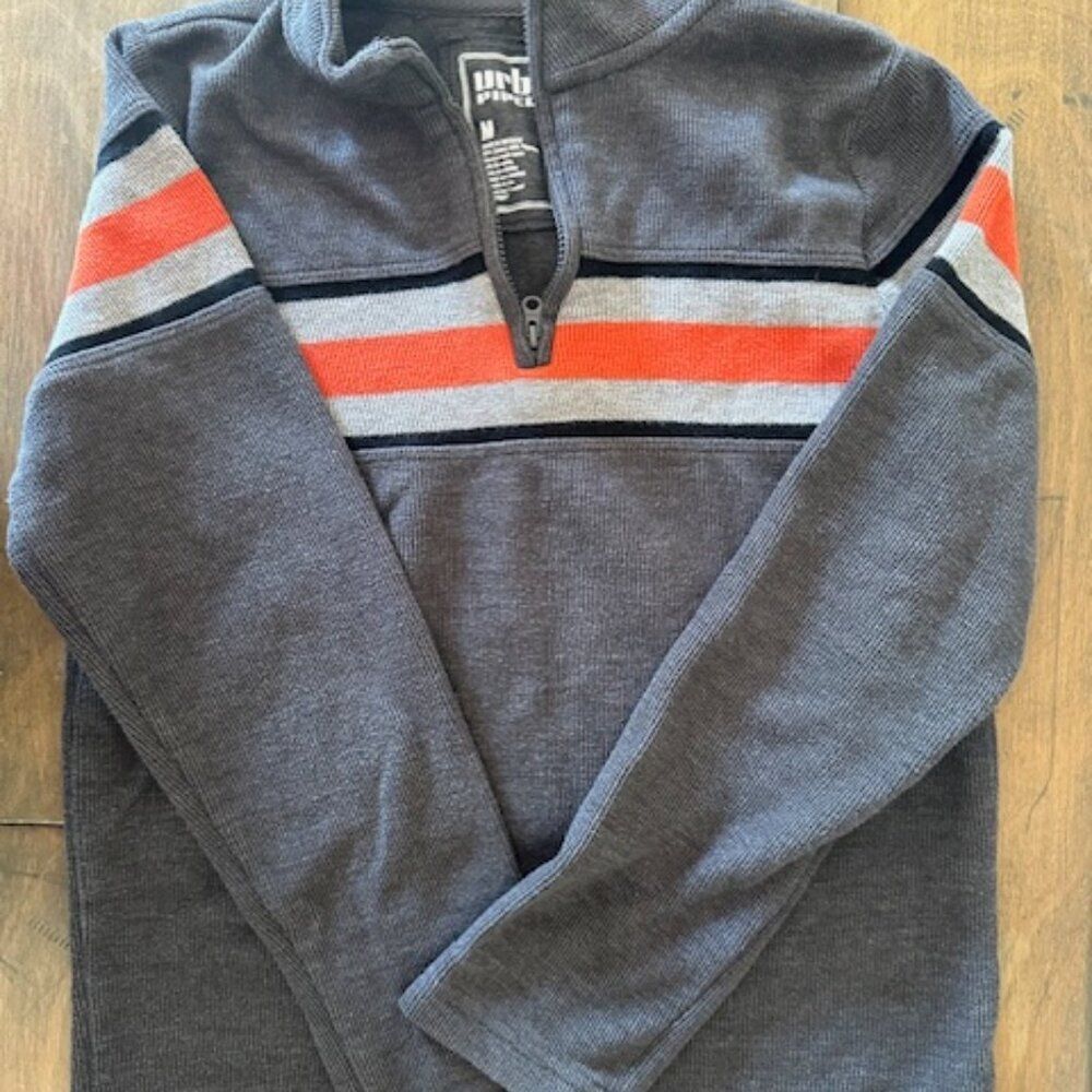 Urban Pipeline Grey & Orange Quarter Zip Pullover Sweater 8501 Medium(boys)10/12